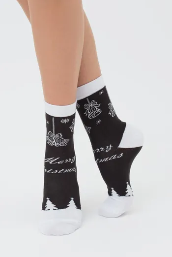 Шкарпетки жіночі класичні з новорічним принтом Ws3 New Year 2111 Giulia (pirate black) Шкарпетки жіночі класичні з новорічним принтом Ws3 New Year 2111 Giulia (pirate black)