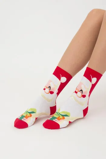 Шкарпетки жіночі класичні з принтом Ws3 New Year 2301 Giulia (white) Шкарпетки жіночі класичні з принтом Ws3 New Year 2301 Giulia (white)