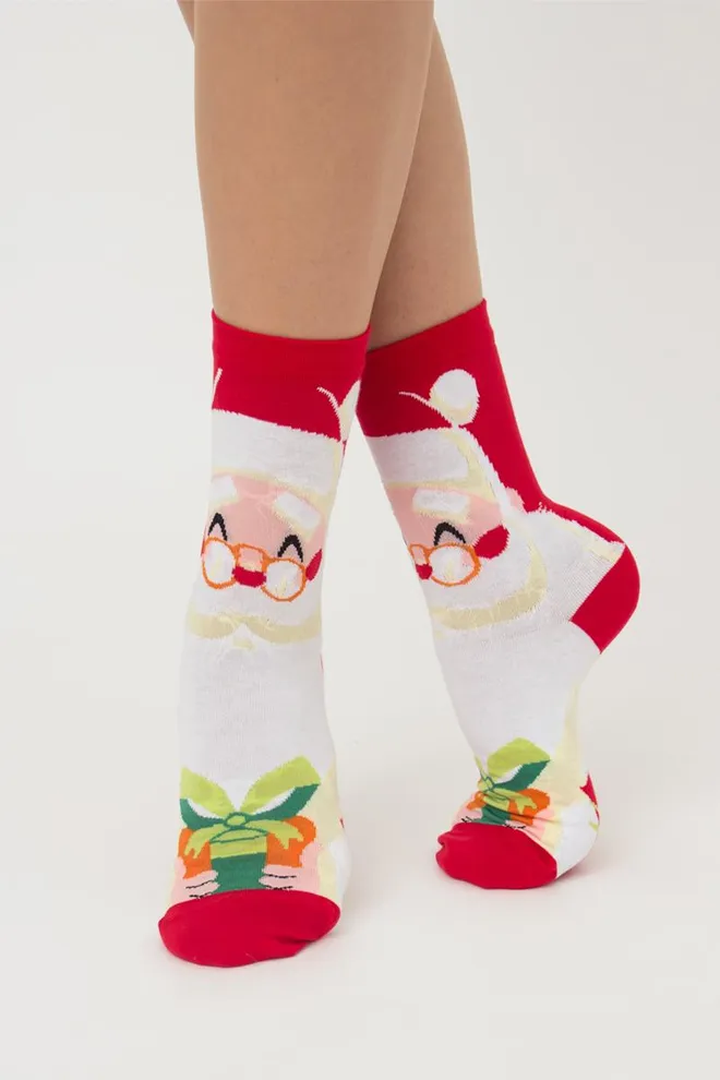 Шкарпетки жіночі класичні з принтом Ws3 New Year 2301 Giulia (white)