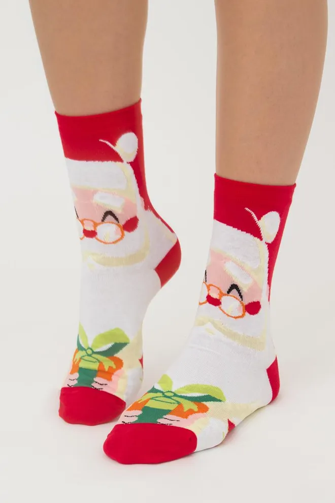 Шкарпетки жіночі класичні з принтом Ws3 New Year 2301 Giulia (white)