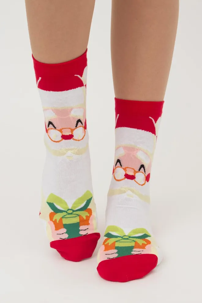 Шкарпетки жіночі класичні з принтом Ws3 New Year 2301 Giulia (white)