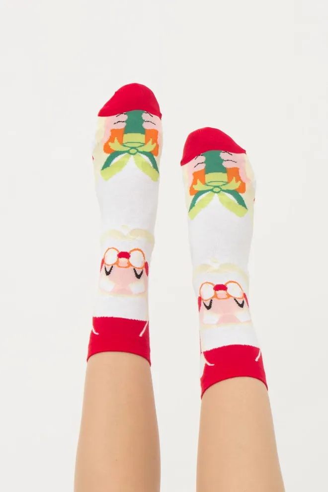 Шкарпетки жіночі класичні з принтом Ws3 New Year 2301 Giulia (white)