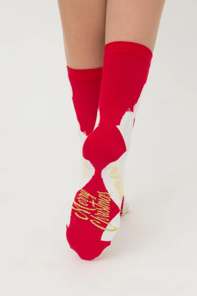 Шкарпетки жіночі класичні з принтом Ws3 New Year 2301 Giulia (white)