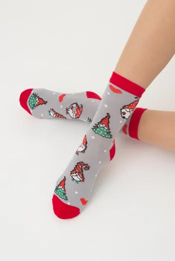 Шкарпетки жіночі класичні з принтом Ws3 New Year 2303 Giulia (silver) Шкарпетки жіночі класичні з принтом Ws3 New Year 2303 Giulia (silver)