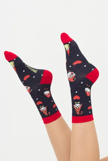 Шкарпетки жіночі класичні з принтом Ws3 New Year 2303 Giulia (navy) Шкарпетки жіночі класичні з принтом Ws3 New Year 2303 Giulia (navy)