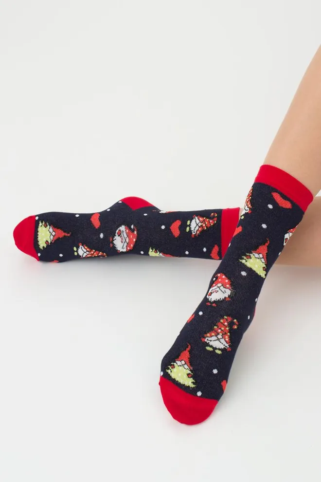 Носки женские классические с принтом Ws3 New Year 2303 Giulia (navy)