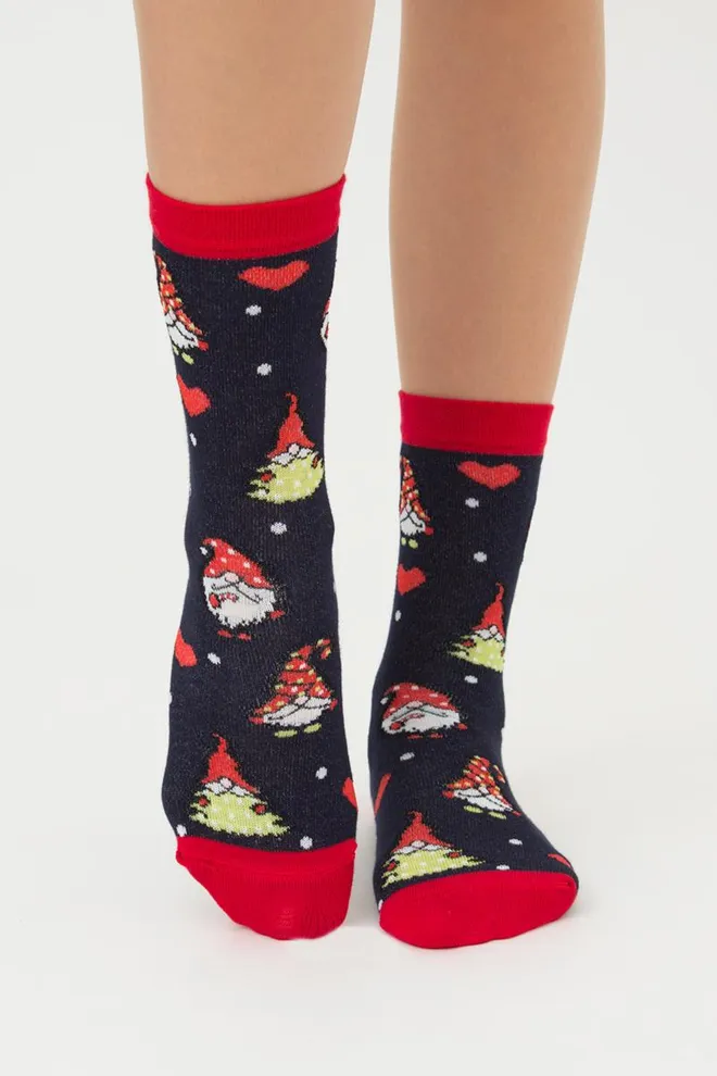 Носки женские классические с принтом Ws3 New Year 2303 Giulia (navy)