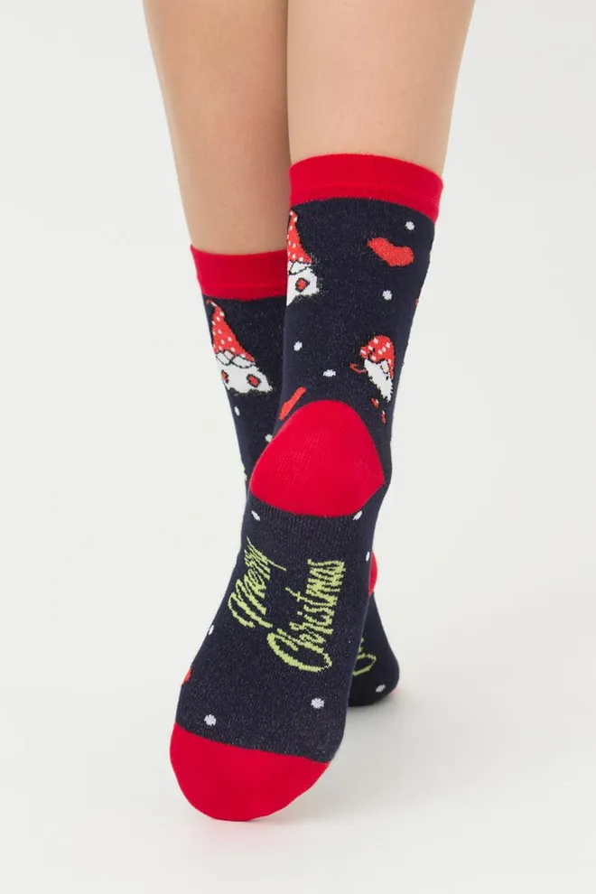 Носки женские классические с принтом Ws3 New Year 2303 Giulia (navy)