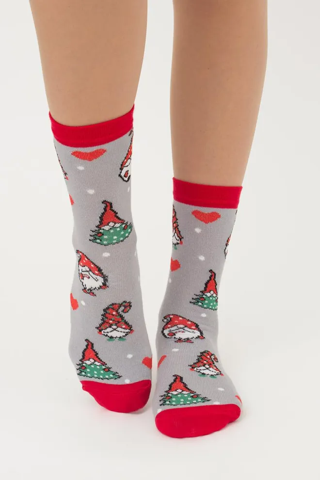 Шкарпетки жіночі класичні з принтом Ws3 New Year 2303 Giulia (silver)