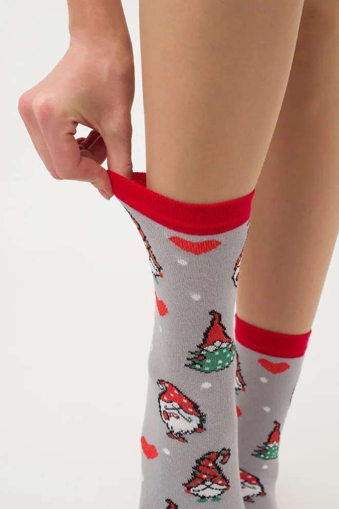 Шкарпетки жіночі класичні з принтом Ws3 New Year 2303 Giulia (silver)