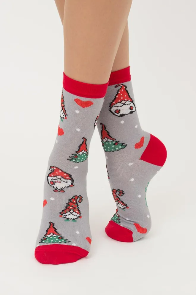 Шкарпетки жіночі класичні з принтом Ws3 New Year 2303 Giulia (silver)