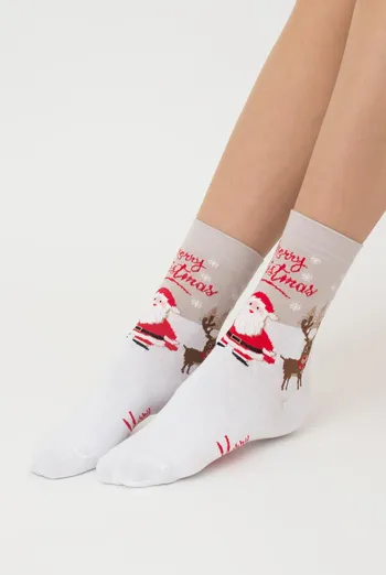 Шкарпетки жіночі класичні з принтом Ws3 New Year 2305 Giulia (white) Шкарпетки жіночі класичні з принтом Ws3 New Year 2305 Giulia (white)