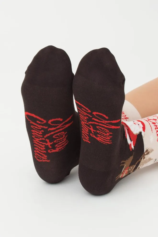 Носки женские классические с принтом Ws3 New Year 2305 Giulia (caffe)