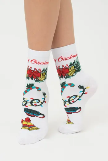 Шкарпетки жіночі класичні з принтом Ws3 New Year 2306 Giulia (white) Шкарпетки жіночі класичні з принтом Ws3 New Year 2306 Giulia (white)