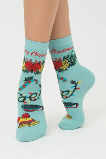 Шкарпетки жіночі класичні з принтом Ws3 New Year 2306 Giulia (pastel turquoise) Шкарпетки жіночі класичні з принтом Ws3 New Year 2306 Giulia (pastel turquoise)