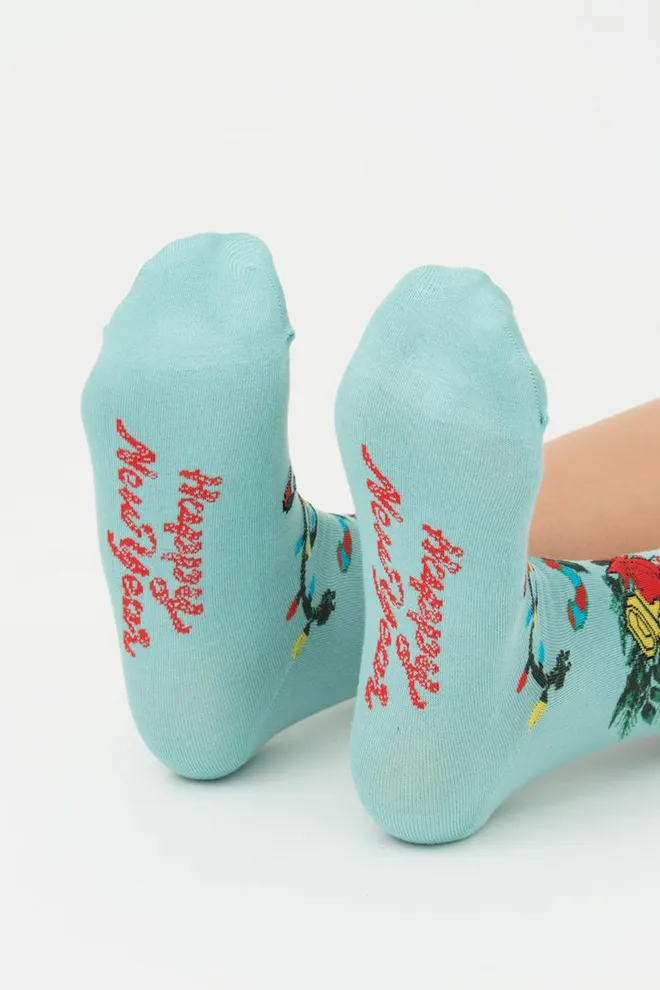 Шкарпетки жіночі класичні з принтом Ws3 New Year 2306 Giulia (pastel turquoise)