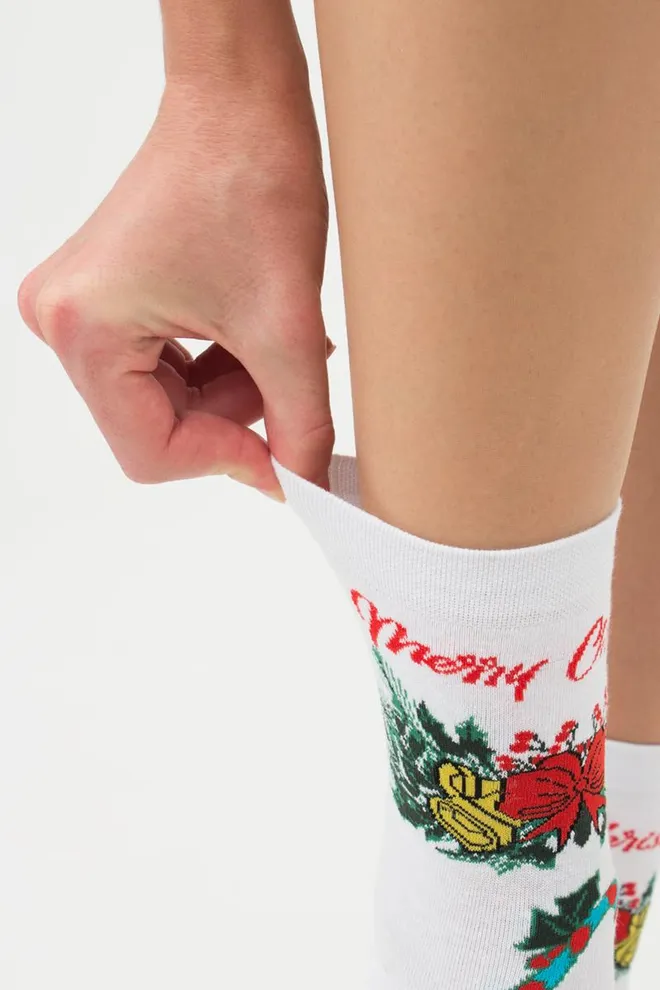 Шкарпетки жіночі класичні з принтом Ws3 New Year 2306 Giulia (white)