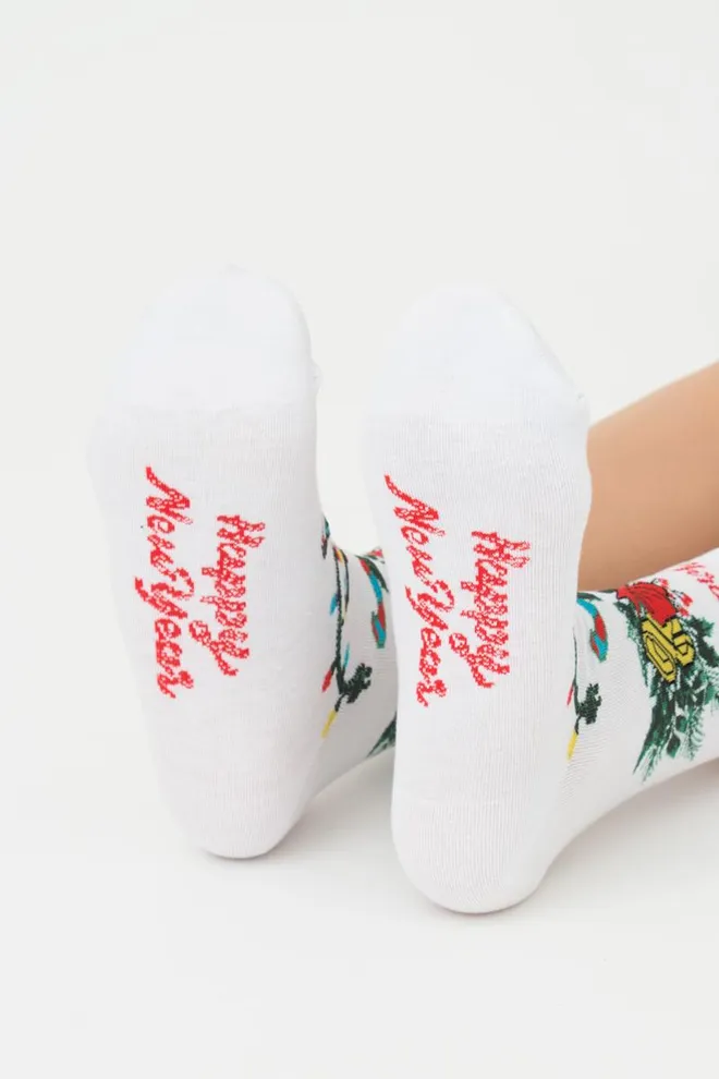 Шкарпетки жіночі класичні з принтом Ws3 New Year 2306 Giulia (white)