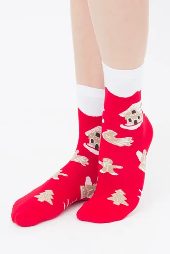 Носки женские классические с принтом Ws3 New Year 2405 Giulia (red) Носки женские классические с принтом Ws3 New Year 2405 Giulia (red)