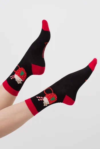 Шкарпетки жіночі класичні з принтом Ws3 New Year 2407 Giulia  (black)