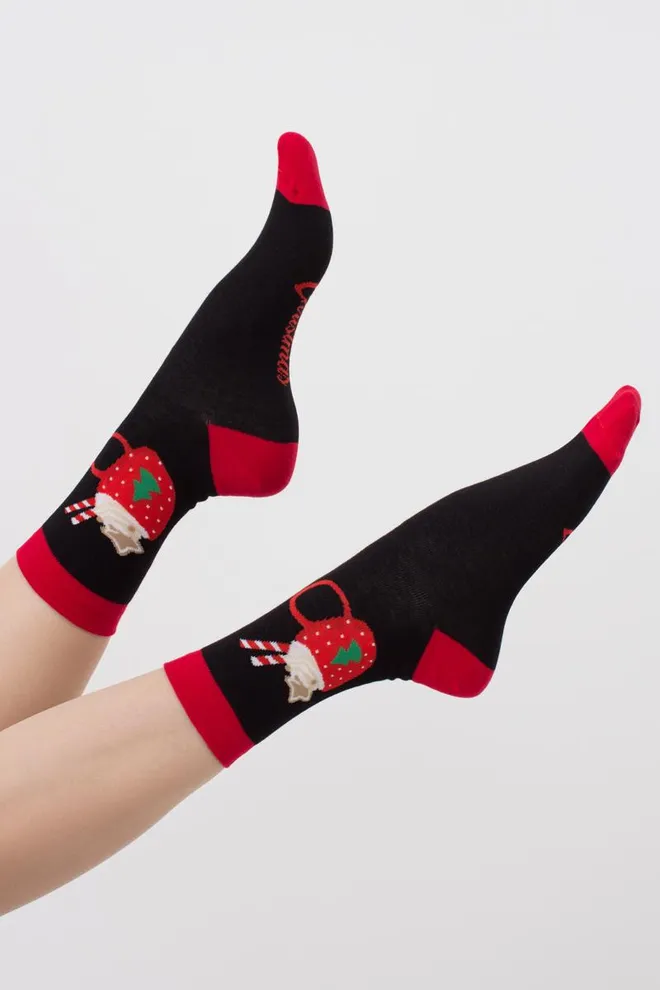 Шкарпетки жіночі класичні з принтом Ws3 New Year 2407 Giulia  (black)