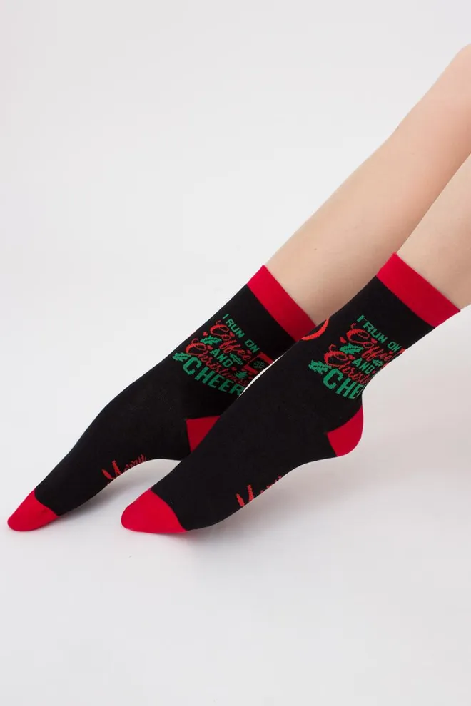 Шкарпетки жіночі класичні з принтом Ws3 New Year 2407 Giulia  (black)