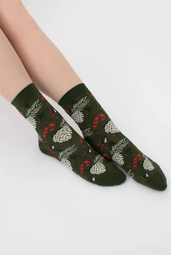 Шкарпетки жіночі класичні з принтом Ws3 New Year 2408 Giulia (khaki) Шкарпетки жіночі класичні з принтом Ws3 New Year 2408 Giulia (khaki)