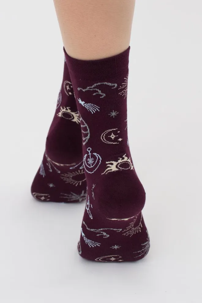 Носки женские классические с принтом Ws3 New Year 2410 Giulia (vintage grape)