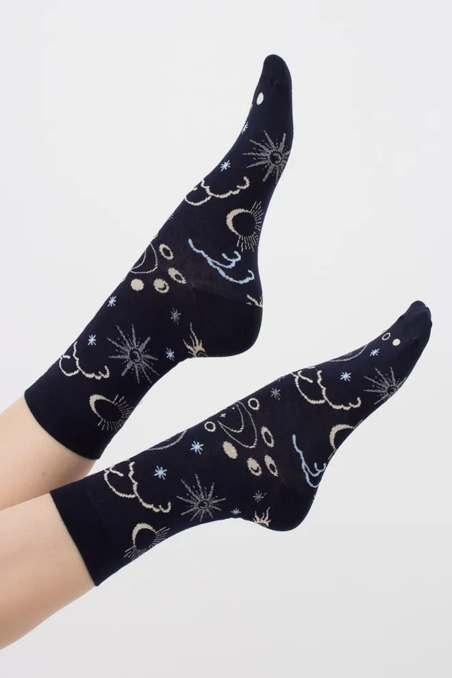 Носки женские классические с принтом Ws3 New Year 2410 Giulia (navy)