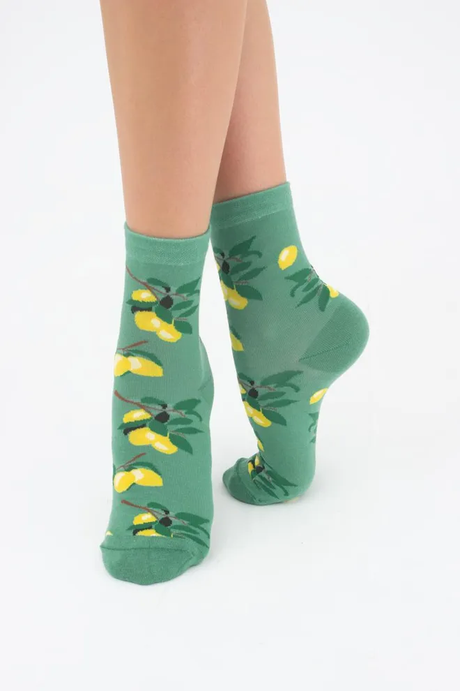 Носки женские классические с фруктами WS3 soft berry 001 Giulia (technological green)