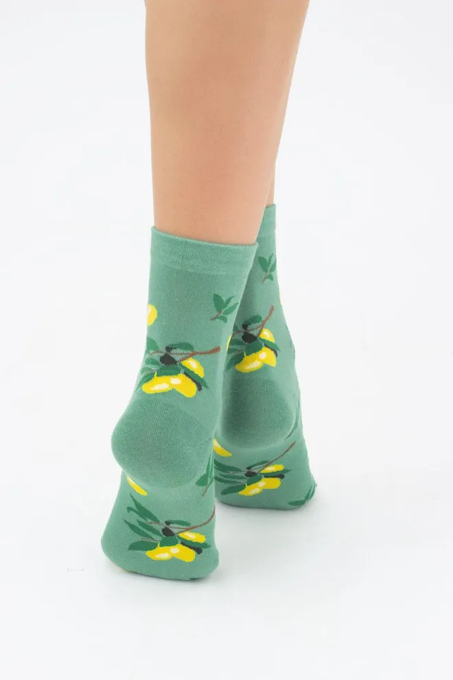 Носки женские классические с фруктами WS3 soft berry 001 Giulia (technological green)