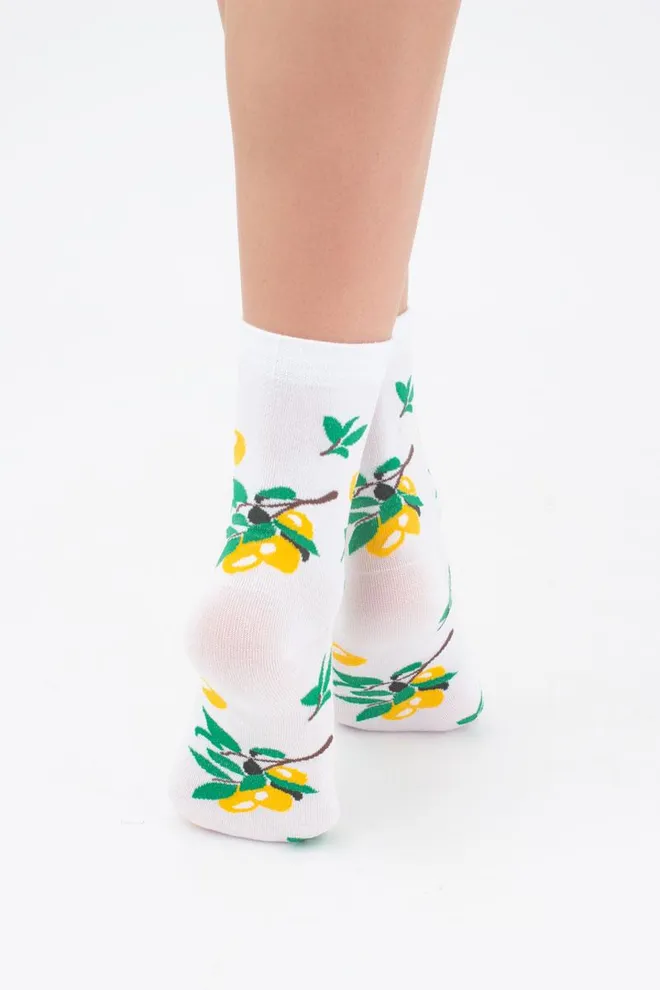Носки женские классические с фруктами WS3 soft berry 001 Giulia (white)