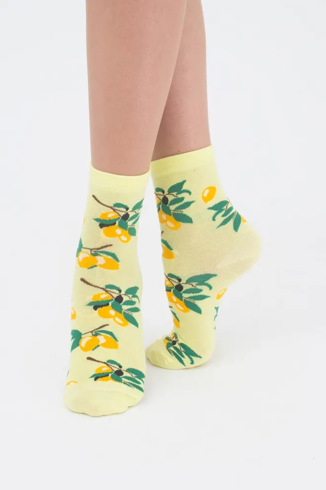 Носки женские классические с фруктами WS3 soft berry 001 Giulia (lemon)