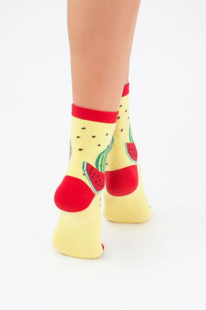 Носки женские классические с фруктами WS3 soft berry 004 Giulia (lemon)