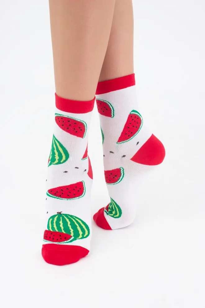 Носки женские классические с фруктами WS3 soft berry 004 Giulia (white)