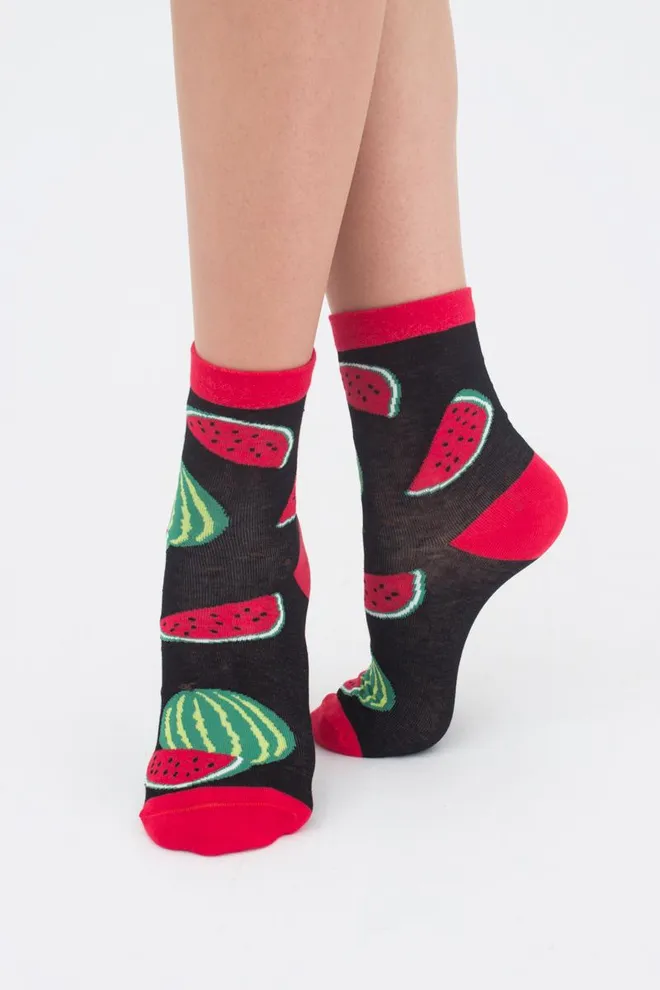 Шкарпетки жіночі класичні з фруктами WS3 soft berry 004 Giulia (black)