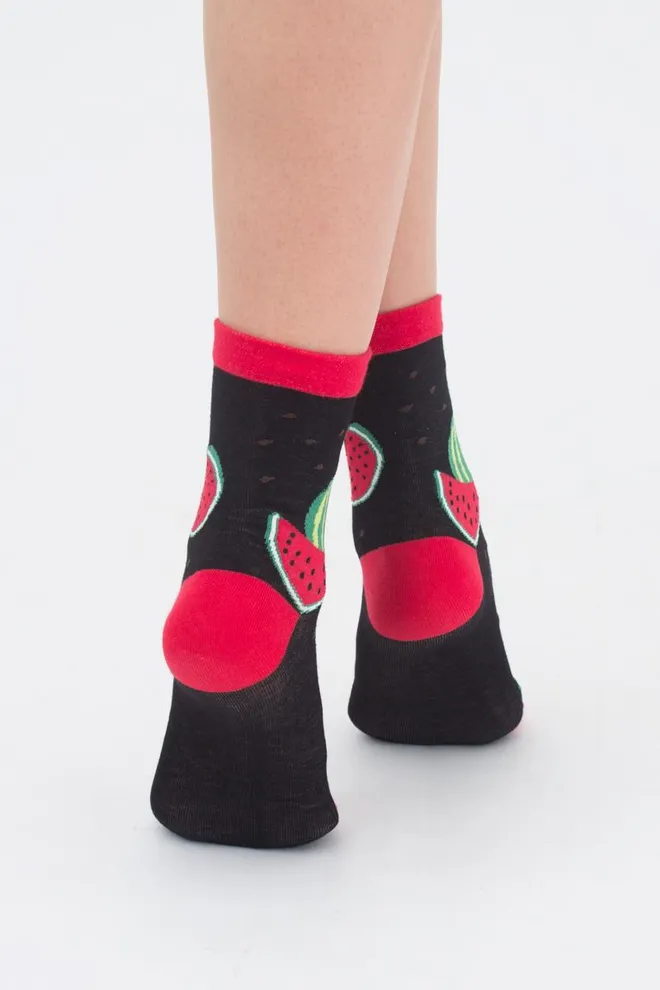 Шкарпетки жіночі класичні з фруктами WS3 soft berry 004 Giulia (black)