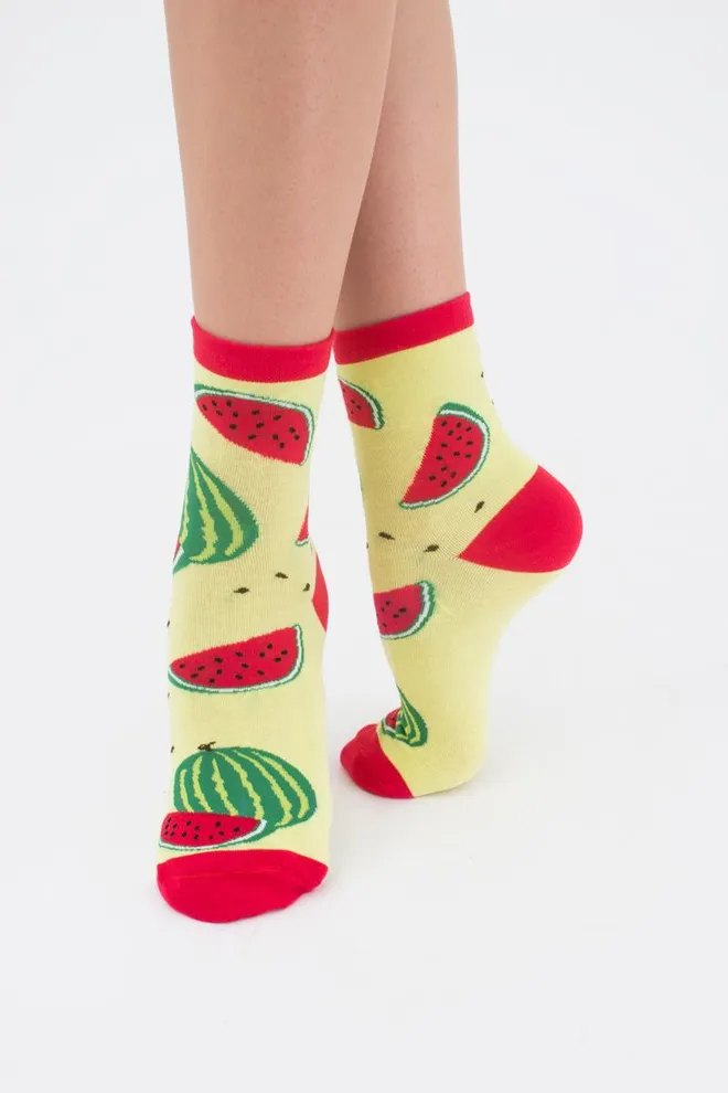Носки женские классические с фруктами WS3 soft berry 004 Giulia (lemon)