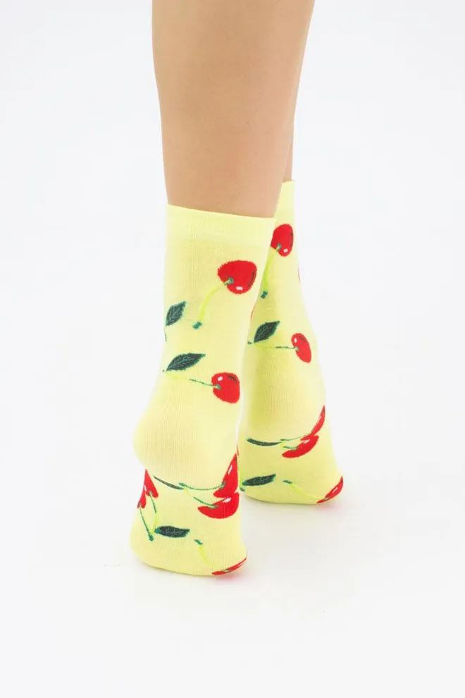 Носки женские классические с фруктами WS3 soft berry 006 Giulia (lemon)