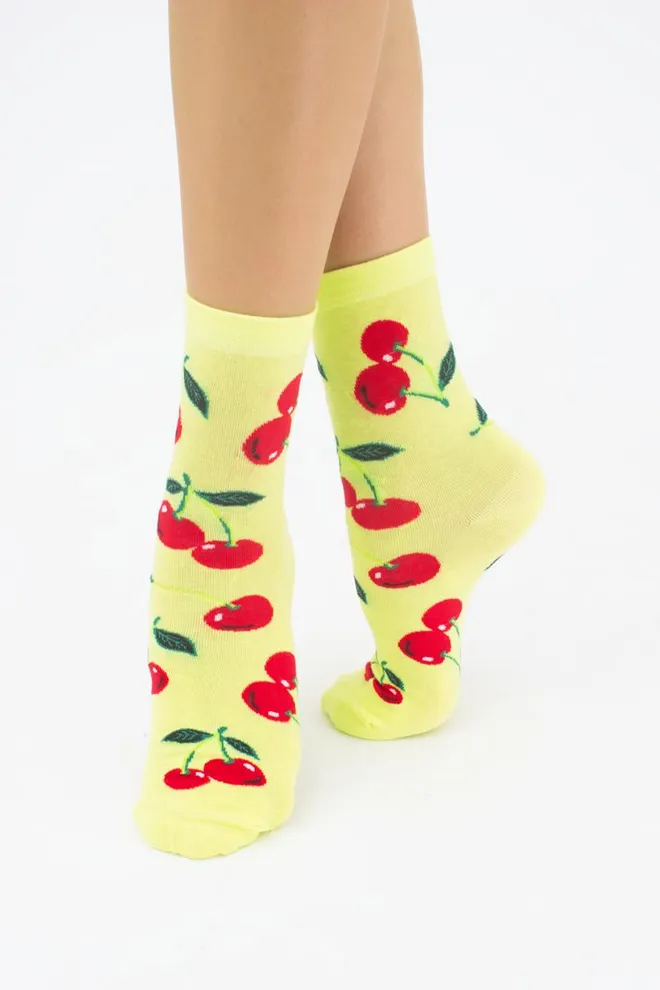 Носки женские классические с фруктами WS3 soft berry 006 Giulia (lemon)