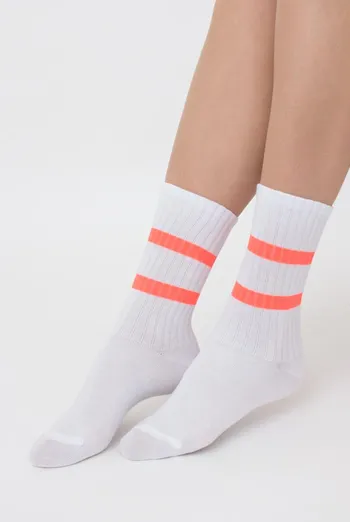 Носки женские классические Ws3 soft neon 002 Giulia (white/orange) Носки женские классические Ws3 soft neon 002 Giulia (white/orange)