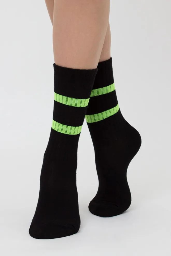 Носки женские классические Ws3 soft neon 002 Giulia (black/yellow)