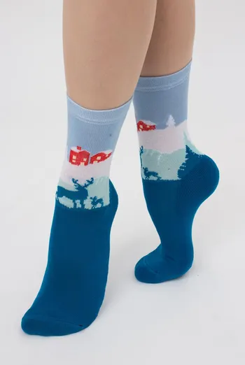 Носки женские теплые с рисунком Ws3 Terry 2302 Giulia (blue sapphire) Носки женские теплые с рисунком Ws3 Terry 2302 Giulia (blue sapphire)