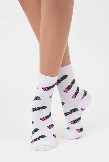 Носки женские классические с надписью WS3 text 002 Giulia (white)