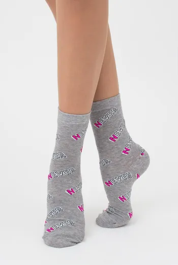 Шкарпетки жіночі класичні з написом WS3 text 002 Giulia (light grey melange) Шкарпетки жіночі класичні з написом WS3 text 002 Giulia (light grey melange)