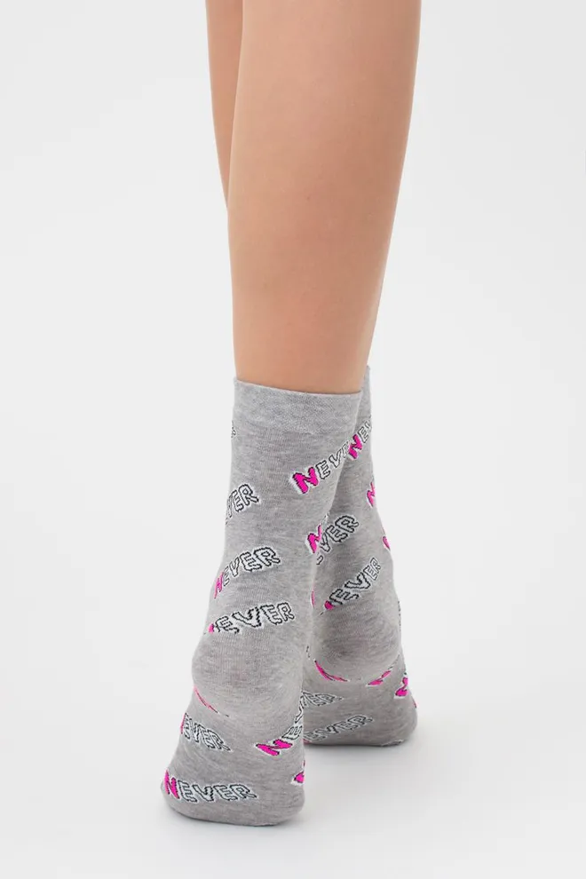 Шкарпетки жіночі класичні з написом WS3 text 002 Giulia (light grey melange)