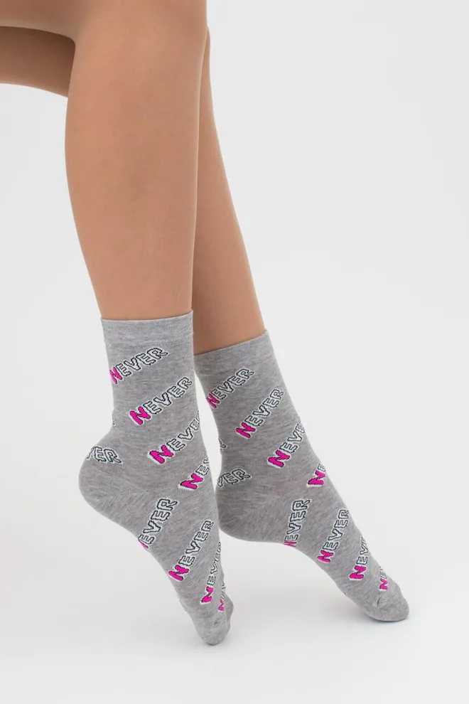 Шкарпетки жіночі класичні з написом WS3 text 002 Giulia (light grey melange)