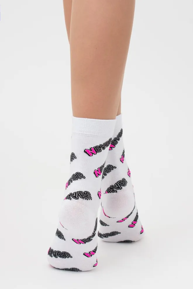 Носки женские классические с надписью WS3 text 002 Giulia (white)