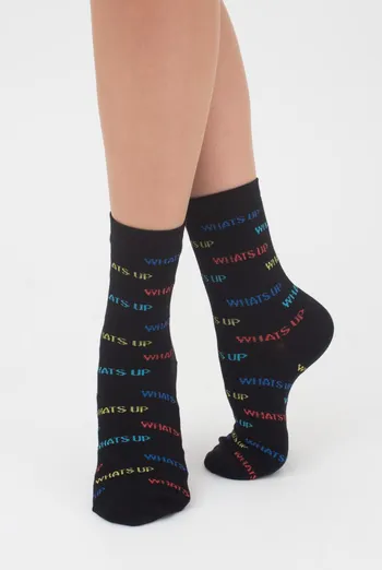 Шкарпетки жіночі класичні з написом WS3 text 003 Giulia (black) Шкарпетки жіночі класичні з написом WS3 text 003 Giulia (black)