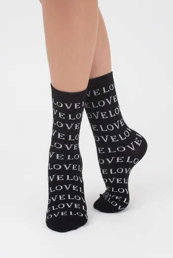 Шкарпетки жіночі класичні з написом WS3 text 004 Giulia (black) Шкарпетки жіночі класичні з написом WS3 text 004 Giulia (black)